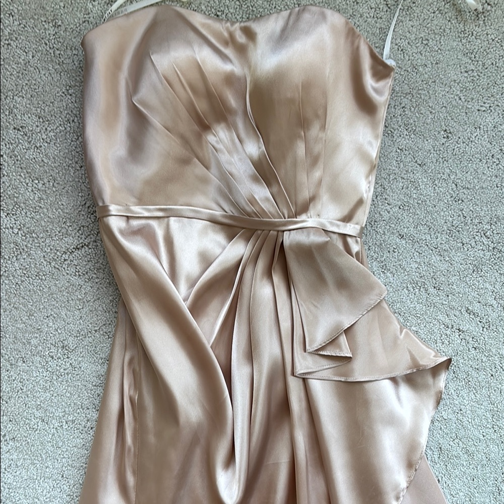 Strapless Satin Dress in Champagne